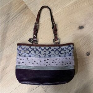 Coach Purple and Silver Shoulder Bag
